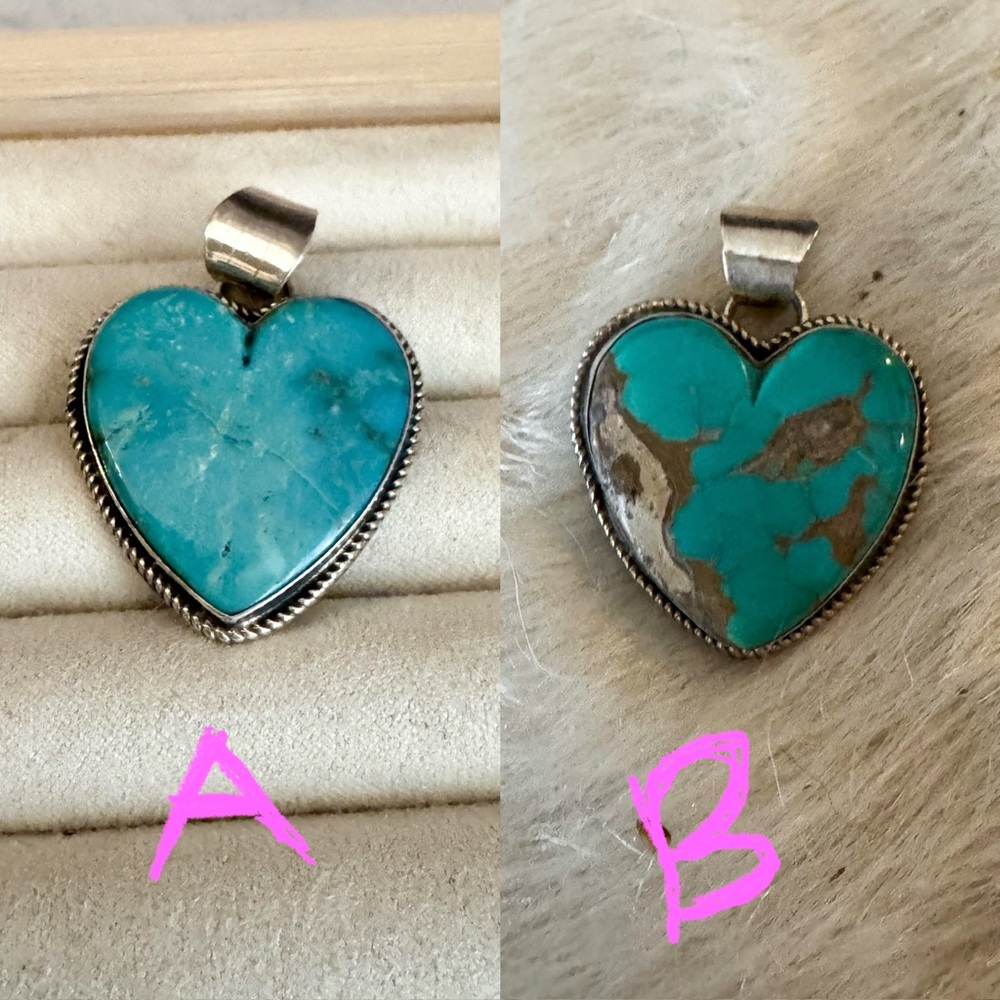 Sterling Silver Turquoise Navajo Heart Pendant
